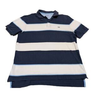 Chaps Men's Men's Rugby Everyday Polo White Navy Striped Size Large